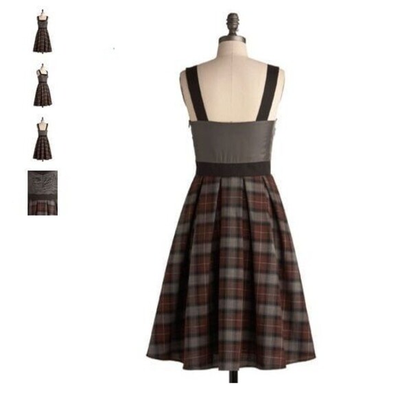 NEW RARE "Invite You Over" Modcloth Dress L plaid tartan dress Made in USA - Picture 4 of 5